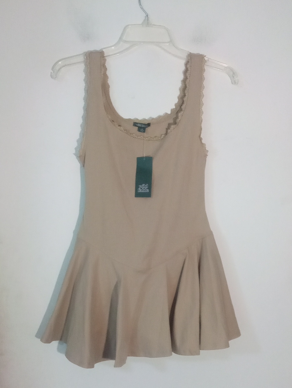 Wild Fable Beige Scoop Neck Skater Dress XS NWT $30 Stretch Knit
